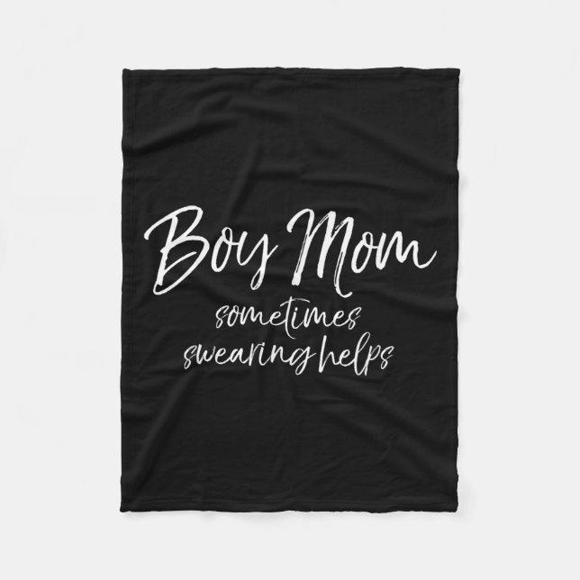 Funny Cussing Mother Gift Sometimes Swearing Helps Fleece Blanket (Front)