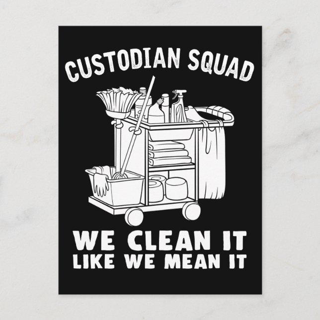 Funny Custodian Cleaning Humour Postcard (Front)