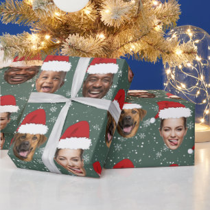 Funny Custom 4 Faces Christmas Santa Hats Wrapping Paper