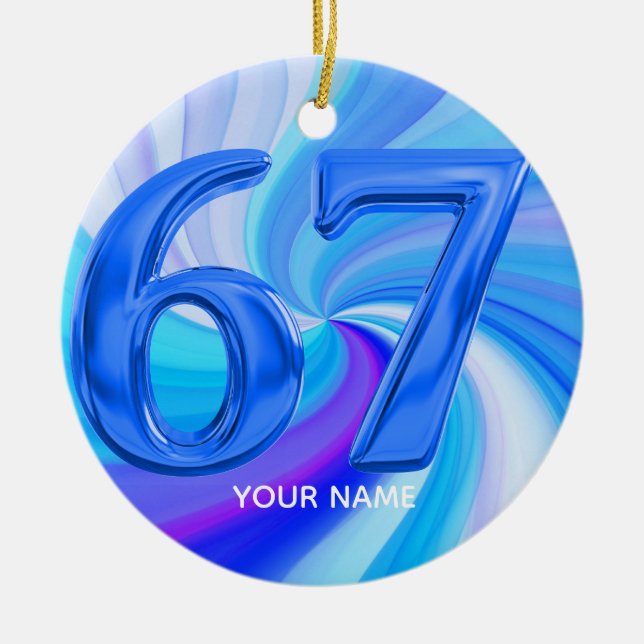 Funny Custom 67 Meme Ceramic Tree Decoration (Front)