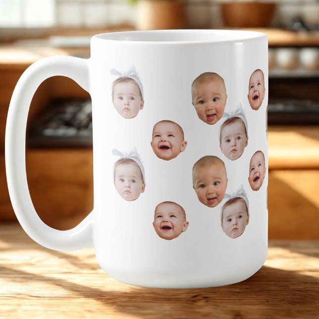 Funny Custom Baby Face Photo Face 3 Photos Coffee Mug (Creator Uploaded)