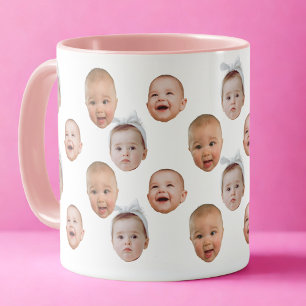 Funny Custom Baby Face Photo Face 3 Photos Mug