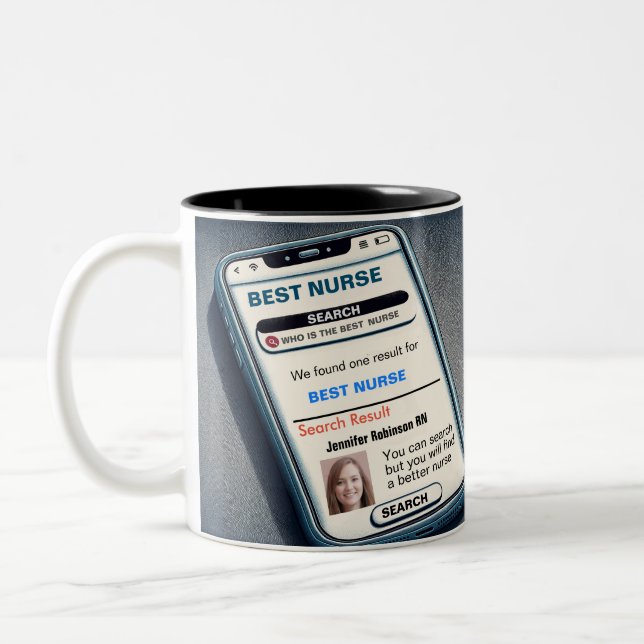 Funny Custom Best Nurse Gift Two-Tone Coffee Mug (Left)