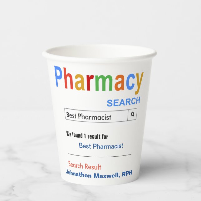 Funny Custom Best Pharmacist Gift Paper Cups (Front)