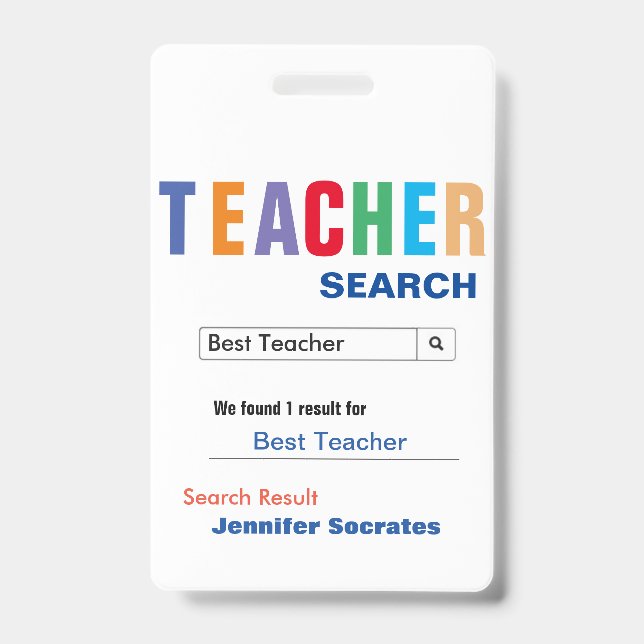 Funny Custom Best Teacher Gift ID Badge (Front)