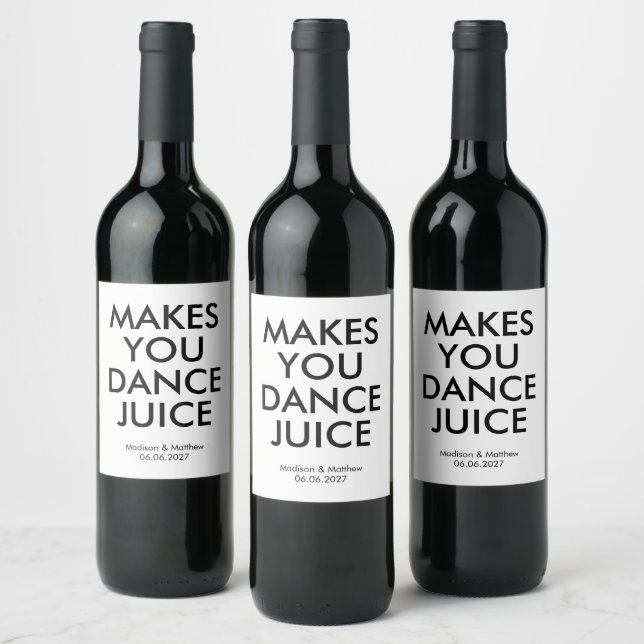 Funny Custom Black White Celebration Party Wedding Wine Label (Bottles)