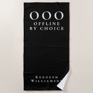 Funny Custom Black White OOO Minimalist Men Chic Beach Towel