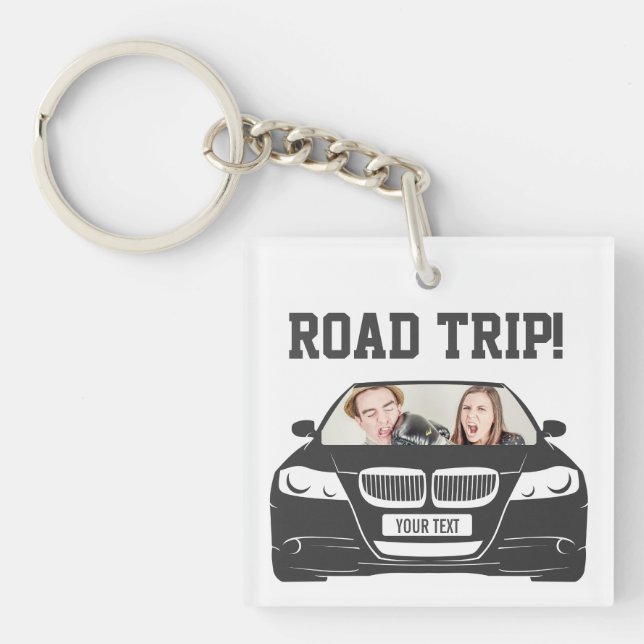Funny Custom Car Photo Road Trip Key Ring (Front)