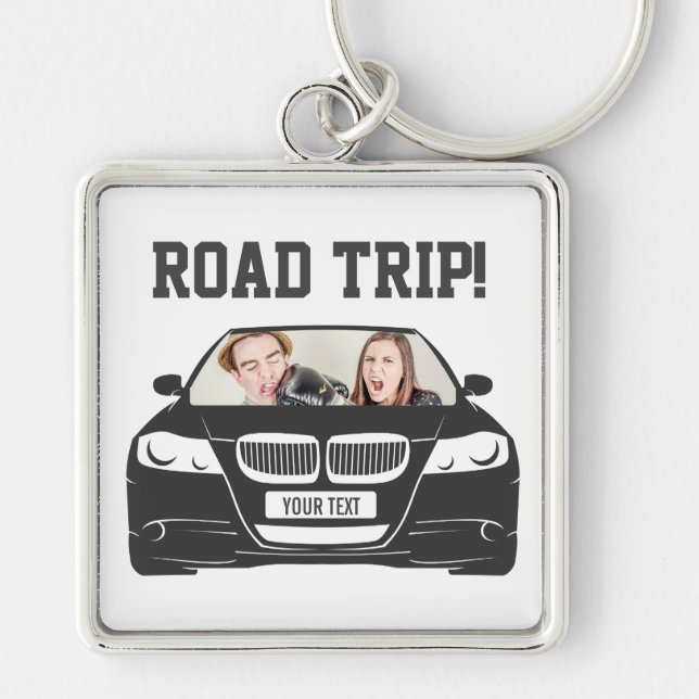 Funny Custom Car Photo Road Trip Key Ring (Front)