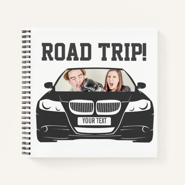 Funny Custom Car Photo Road Trip Notebook (Front)