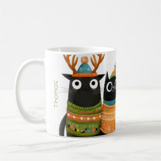 Funny Custom Christmas Winter Cat Design Coffee Mug