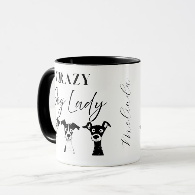 Funny Custom Crazy Dog Lady Mug (Front Left)