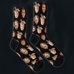 Funny Custom Dad of 3 Kids Photo Black Socks<br><div class="desc">Funny personalised 3 face photo crew socks for dad's birthday or father's day. To use a cutout of your sons or daughters faces like in the example you can download any mobile or computer app,  use Canva or Photoshop,  and upload a transparent png file.</div>