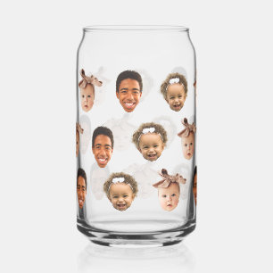 Funny Custom Dad of 3 Kids Photo Can Glass