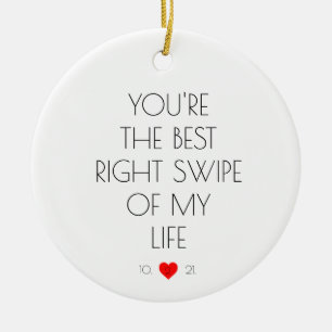 Funny Custom Dating App Tinder Wedding  Ceramic Tree Decoration