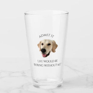 Funny Custom Dog Photo Head Name Gift  Glass