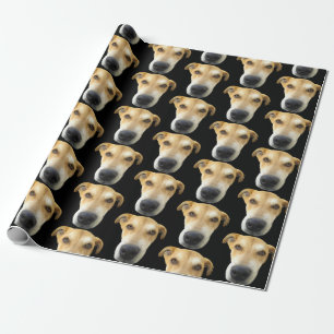 Funny Custom Dog Photo Pattern Birthday Wrapping Paper