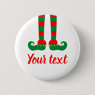 Funny custom elf feet Christmas Holiday pinback 6 Cm Round Badge