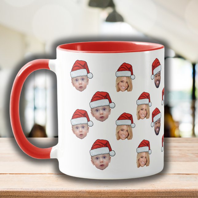 Funny Custom Face 3 Photos Santa Claus Hat Xsmas Mug (Creator Uploaded)