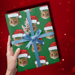 Funny Custom Face Cat Photo Santa Hat Christmas Wrapping Paper<br><div class="desc">Funny Custom Face Cat Photo Santa Hat Christmas Wrapping Paper</div>