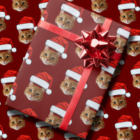 Funny Custom Face Cat Photo Santa Hat Christmas