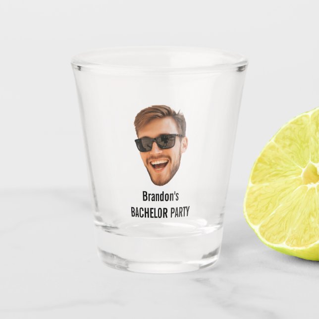 Funny Custom Face Cut Out Photo Bachelor Party Shot Glass (Front)