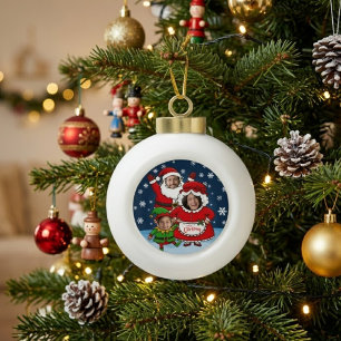 Funny Custom Face Family of 3 Ceramic Christmas Ceramic Ball Christmas Ornament