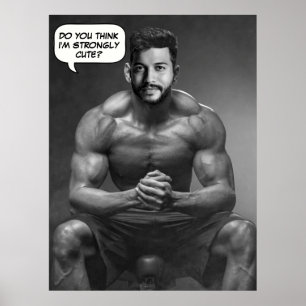 Funny custom face in hole body builder photo poster