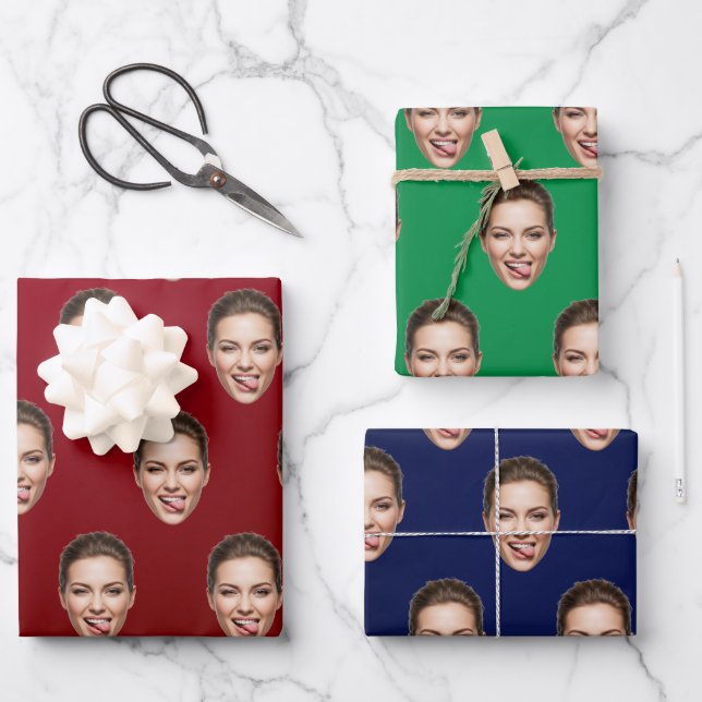 Funny Custom Face Personalised Gift Wrap (Front)