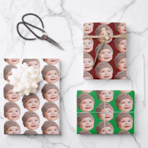 Funny Custom Face Photo Baby Mom Dad Gift Wrapping Paper Sheet