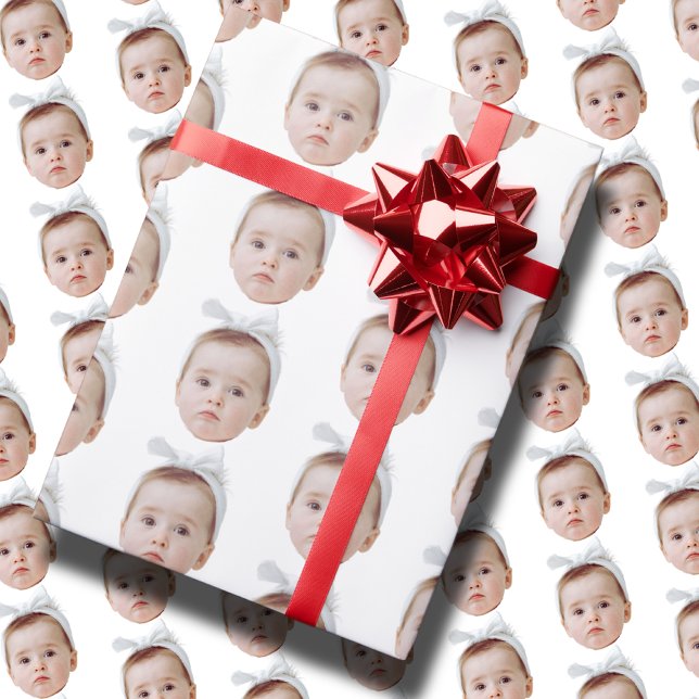 Funny Custom Face Photo Face Repeating Pattern Wrapping Paper (Creator Uploaded)