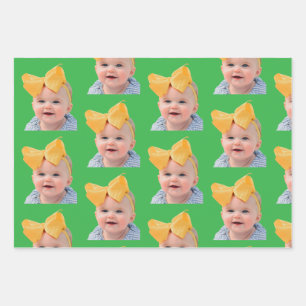Funny Custom Face Photo Face Repeating Pattern Wrapping Paper Sheet