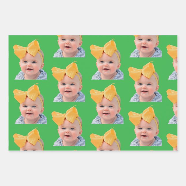 Funny Custom Face Photo Face Repeating Pattern Wrapping Paper Sheet (Front)