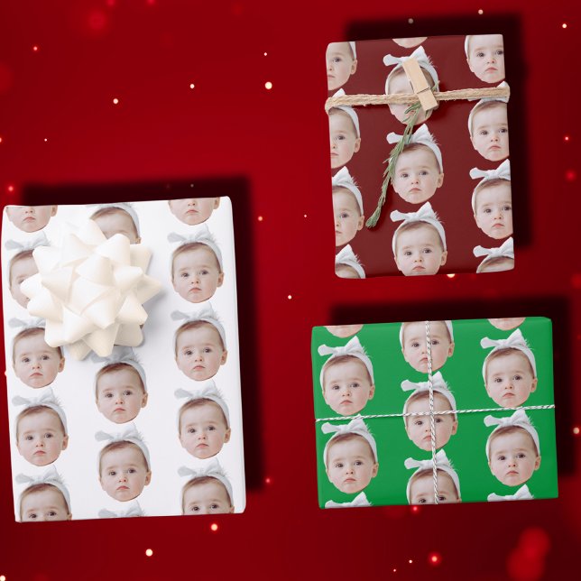 Funny Custom Face Photo Face Repeating Pattern Wrapping Paper Sheet (Creator Uploaded)