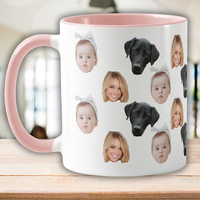 Funny Custom Face Photo Family Face 3 Photos Mug (Creator Uploaded)