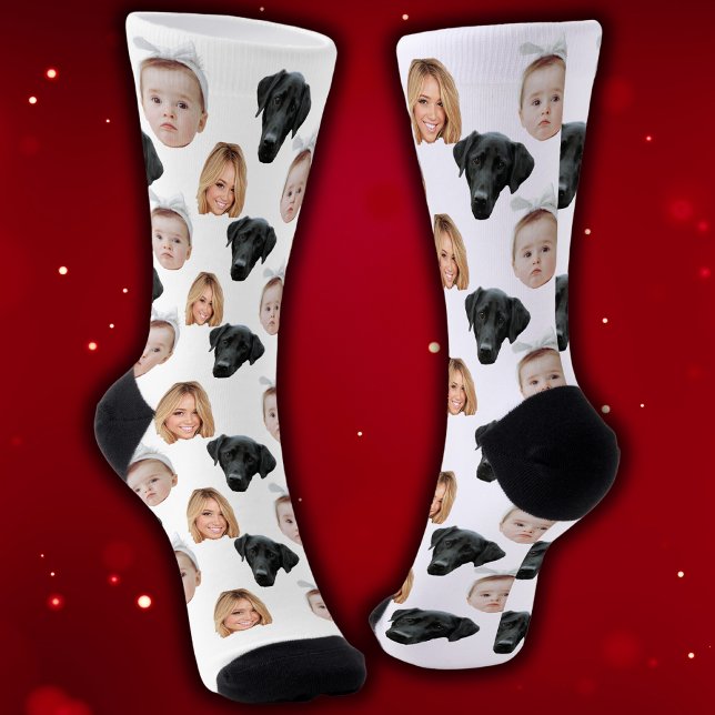 Funny Custom Face Photo Family Face 3 Photos Socks (Creator Uploaded)