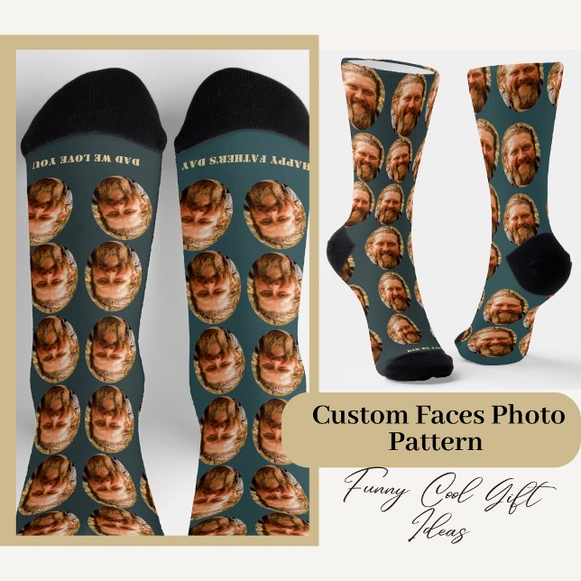 Funny Custom Face Photo Pattern for Him Socks (Custom Face and Text  Funny Gift for Dad, him her put your face on picture funny create your own)