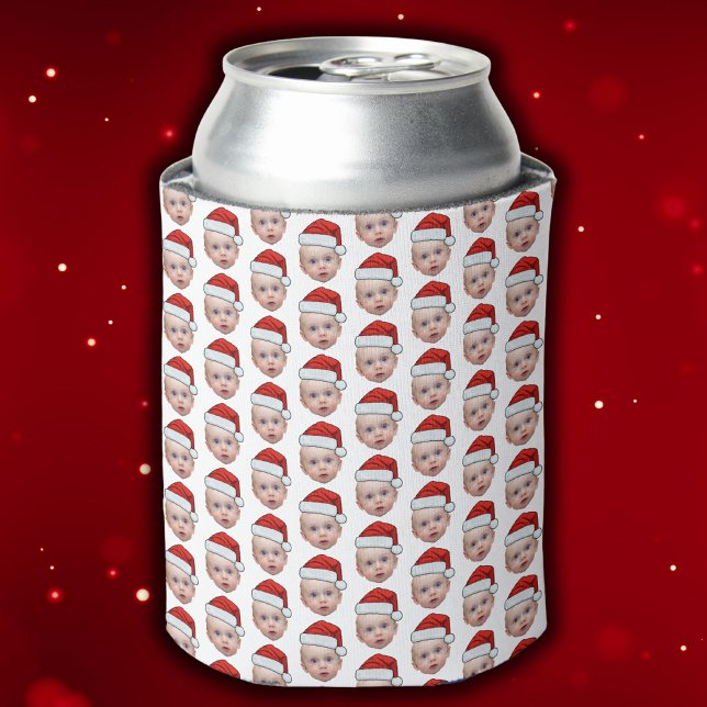 Funny Custom Face Photo Santa Head Christmas Can Cooler (Creator Uploaded)