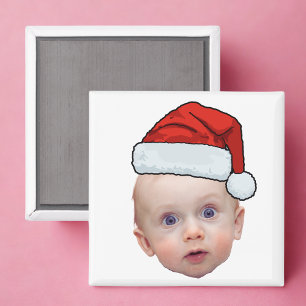 Funny Custom Face Photo Santa Head Christmas Magnet