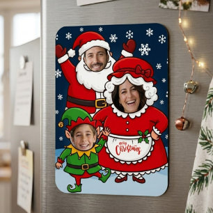Funny Custom Face Santa Mrs Claus Elf Christmas Magnet