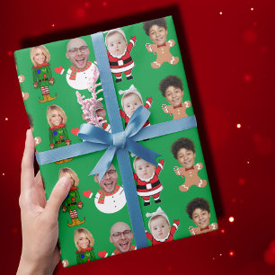 Funny Custom Family Face Photo Christmas Gift Wrapping Paper