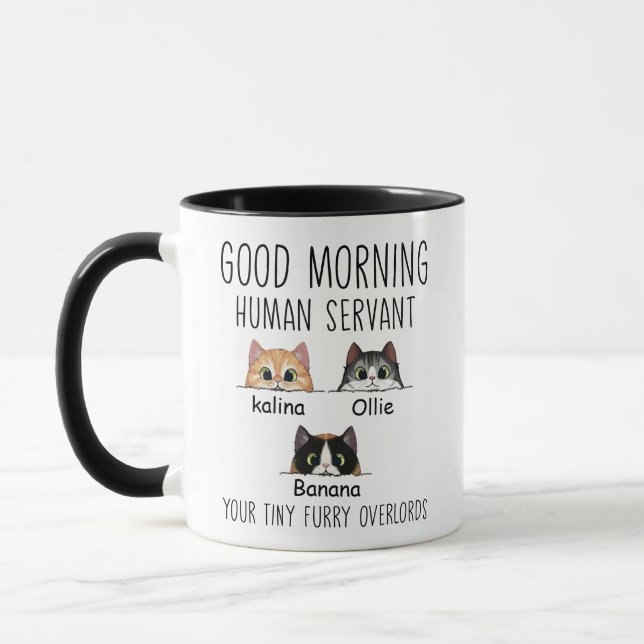 Funny Custom Human Servant For Cat Owner Pet Lover Mug (Left)