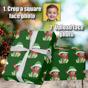 Funny Custom Kids Face Elf Christmas Wrapping Paper