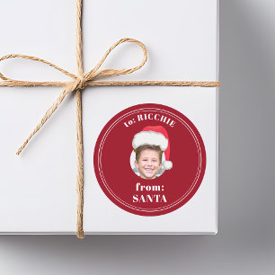 Funny Custom Kid's Face From Santa Christmas Gift Classic Round Sticker