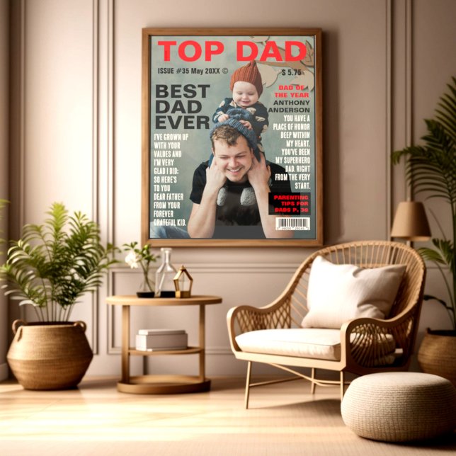 Funny custom magazine photo cover (Funny magazine cover parody with custom photo best dad ever.)