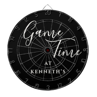 Funny Custom Minimalist Black White Game Time Men Dartboard
