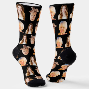 Funny Custom Mum of 3 Kids Photo Black Socks