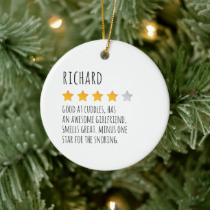 Funny Custom Name 5 Star Review Gift Ceramic Tree Decoration