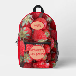 Funny Custom Name Strawberry Jam-Packed Photo Printed Backpack