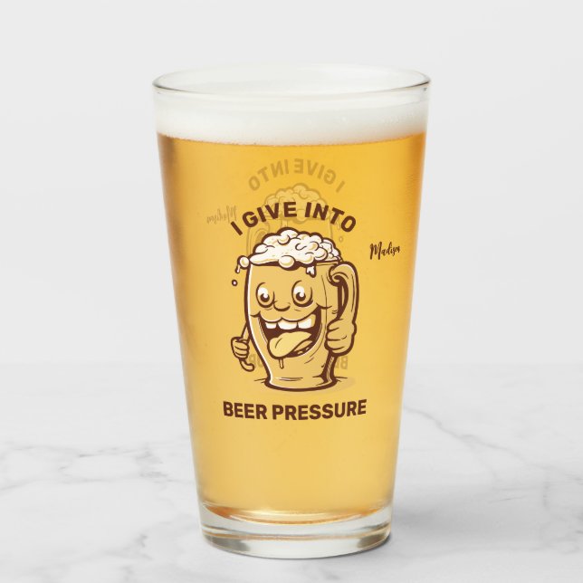 Funny Custom Name & Text Beer Glass (Back Filled)